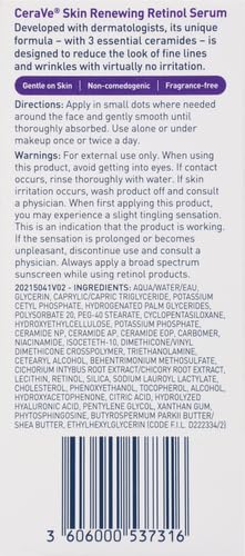 CeraVe Skin Renewing Retinol Serum Anti-aging Face Serum for Wrinkles & Fine Lines 1 fl oz