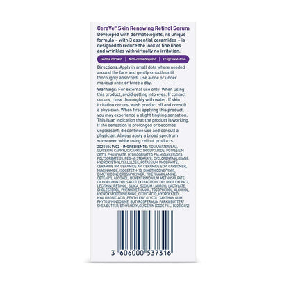 CeraVe Skin Renewing Retinol Serum Anti-aging Face Serum for Wrinkles & Fine Lines 1 fl oz